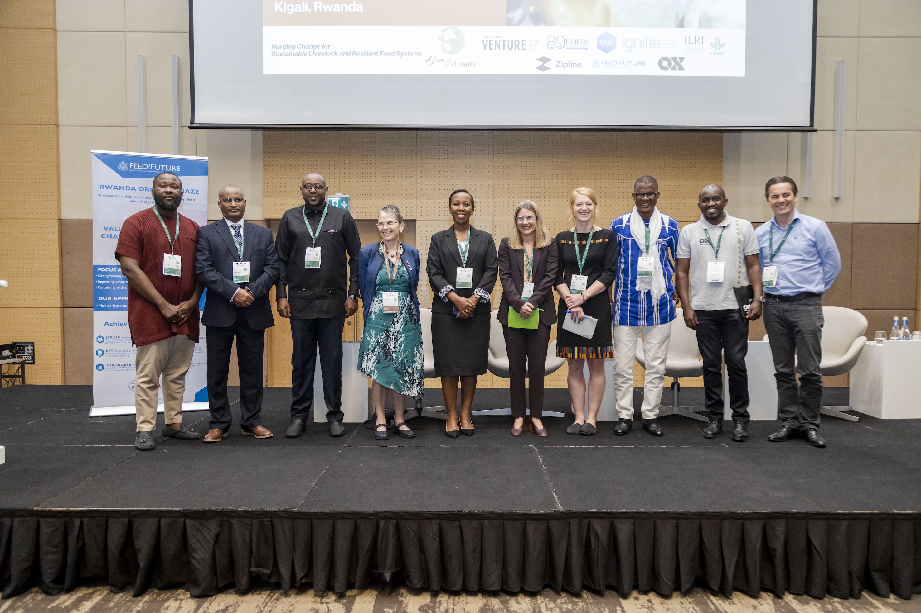 Photo caption: Herding Change for Climate-Smart Innovations group photo at AFSF 2024 in Kigali, Rwanda (photo credit: Heifer International). 